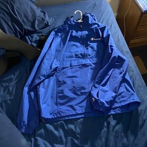 Blue champion windbreaker/rain coat XL